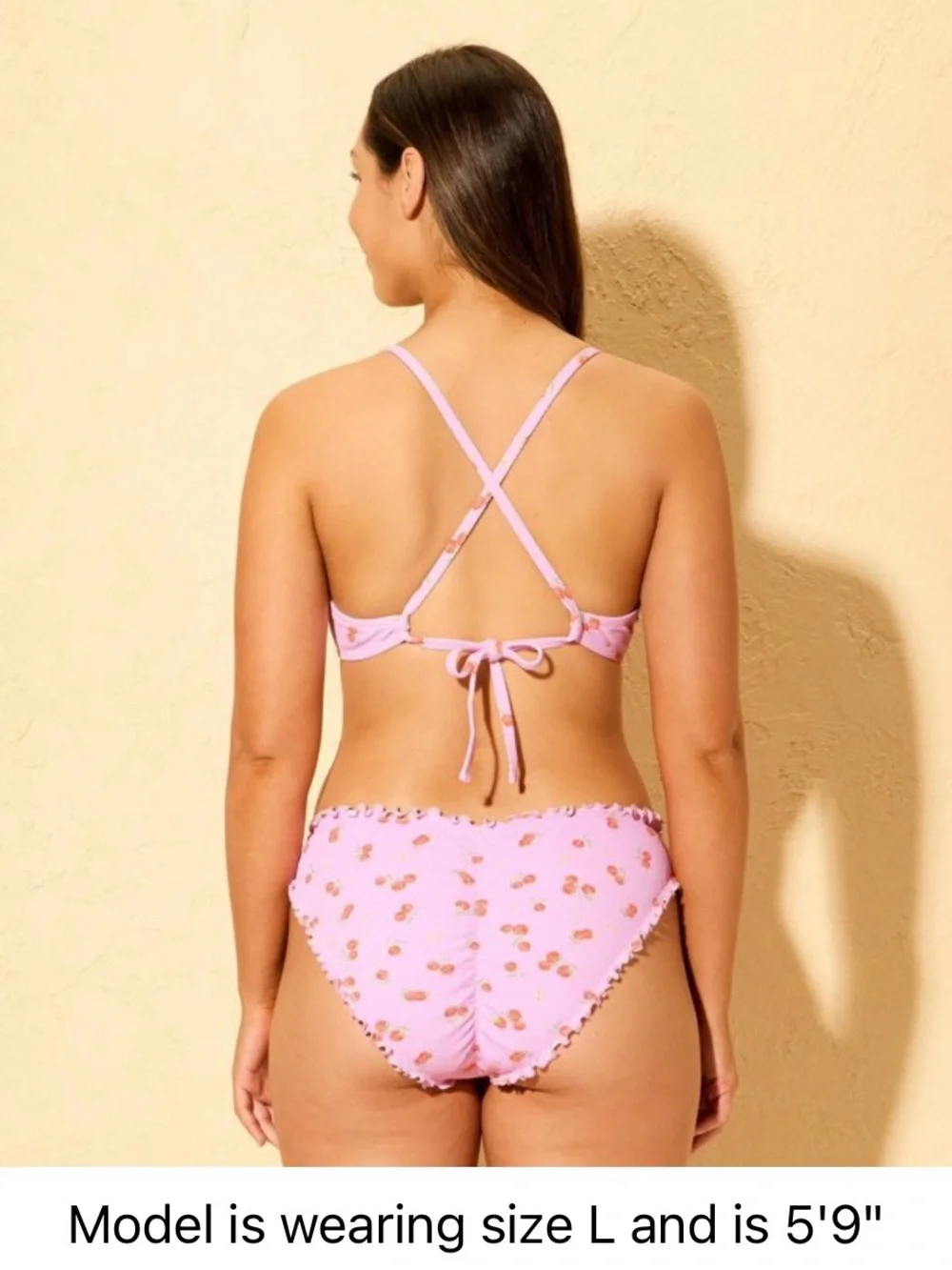 Pink with Orange Print Ruffled Bikini Bottoms